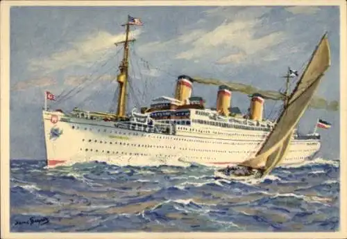 Künstler Ak HAPAG Dampfer Resolute, Passagierschiff