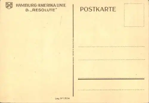 Künstler Ak HAPAG Dampfer Resolute, Passagierschiff