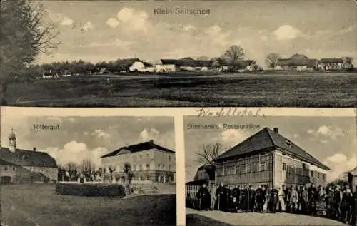 Ak Klein Seitschen Göda in der Oberlausitz, Gesamtansicht, Rittergut, Restauration Simmank