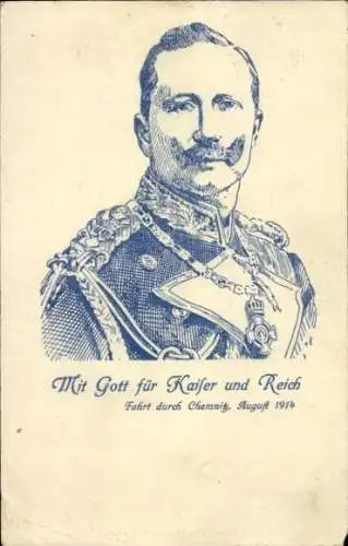 Ak Kaiser Wilhelm II. Portrait, Anlaß Chemnitz 1914