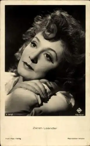 Ak Schauspielerin und Sängerin Zarah Leander, Portrait