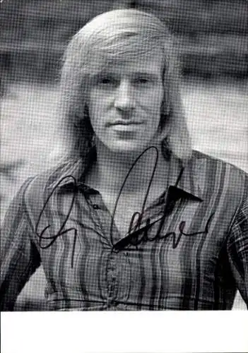 Autogrammkarte Fußballspieler Günter Netzer, Portrait, Autogramm