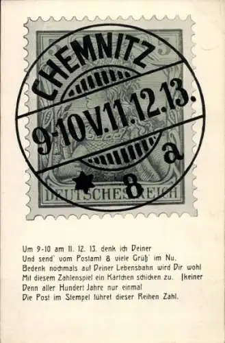 Briefmarken Ak Chemnitz in Sachsen, Datum 11.12.13