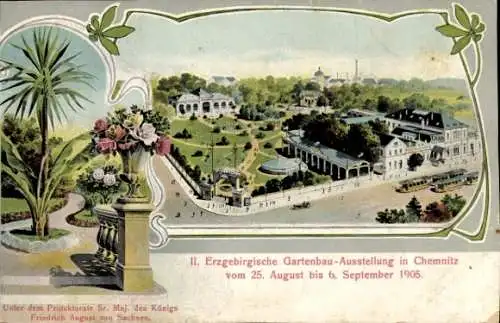 Ak Chemnitz in Sachsen, II. Erzgebirgische Gartenbau Ausstellung 1905, Ausstellungsgelände 