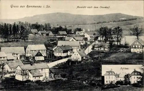 Ak Rammenau Sachsen, Aussicht nach dem Oberdorf, Schloss