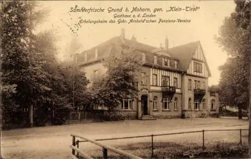 Ak Grund Wilsdruff in Sachsen, Gasthaus zu den Linden, Erholungsheim des Gebr. Arnhold'schen Vereins