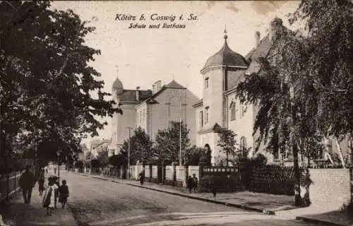 Ak Kötitz Coswig in Sachsen, Schule, Rathaus