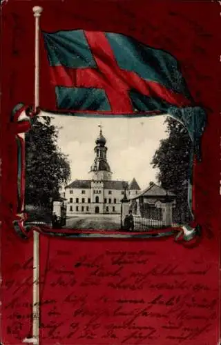 Passepartout Ak Jever in Oldenburg Friesland, Großherzogliches Schloss, Fahne