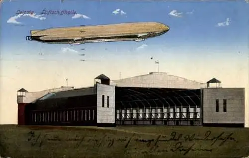 Ak Leipzig in Sachsen, Zeppelin, Luftschiffhalle