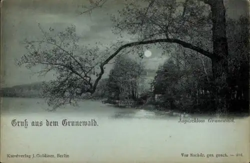 Mondschein Ak Berlin Zehlendorf Dahlem, Jagdschloss Grunewald