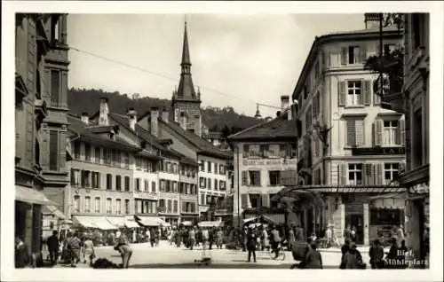 Ak Biel Bienne Kt. Bern, Mühleplatz