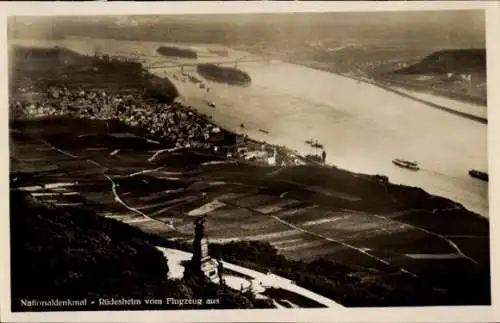 Ak Rüdesheim am Rhein, Niederwald Nationaldenkmal, Fliegeraufnahme