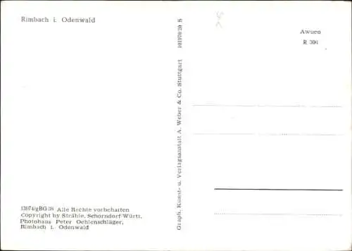 Ak Rimbach im Odenwald, Luftaufnahme