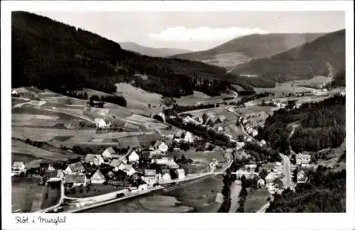 Ak Röt im Murgtal Baiersbronn Schwarzwald, Landschaftsaufnahme, kleine Stadt, Berge, Flüsse, Wäld