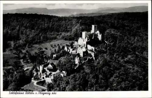 Ak Rötteln Haagen Lörrach in Baden, Luftaufnahme von Schloss  Landschaft, Bäume,  Architektur