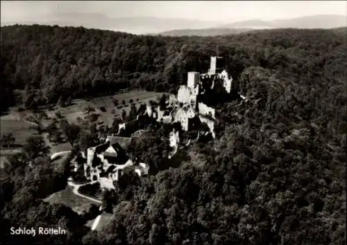 Ak Rötteln Haagen Lörrach in Baden, Luftaufnahme Schloss  umgeben von Wald,  Architektur