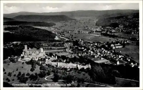 Ak Rötteln Haagen Lörrach in Baden, Fliegeraufnahme, Schloss