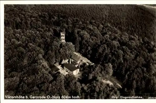 Ak Gernrode Quedlinburg Harz, Fliegeraufnahme, Berggasthaus Viktorshöhe