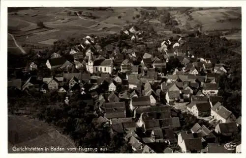 Ak Gerichtstetten Hardheim Baden, Gesamtansicht, Fliegeraufnahme