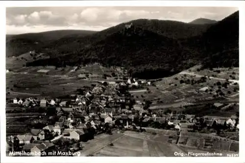 Ak Hambach Neustadt an der Weinstraße, Maxburg, Hambacher Schloss, Fliegeraufnahme
