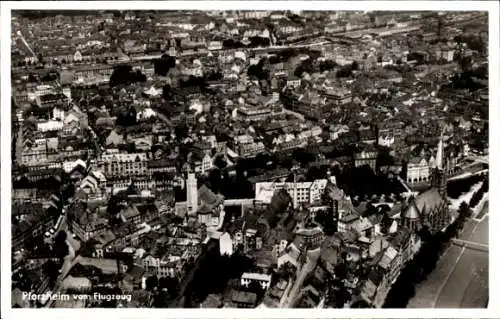 Ak Pforzheim im Schwarzwald, Fliegeraufnahme