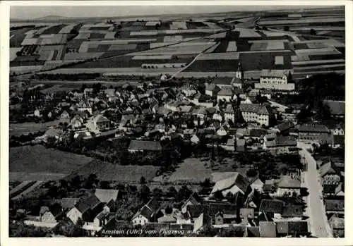 Ak Arnstein in Unterfranken, Luftaufnahme von Arnstein, ländliche Umgebung, Häuser, Felder, Kirch