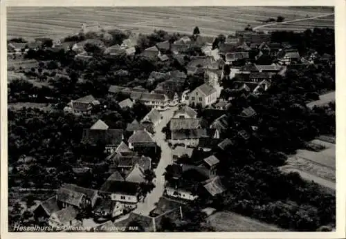 Ak Hesselhurst Willstätt in Baden, Luftaufnahme von Hesselhurst, Häuser, Straße, Natur