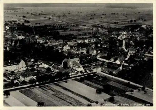 Ak Nonnenweier Schwanau in Baden, Luftaufnahme von  Baden, Landschaftsansicht, Häuser, Felder