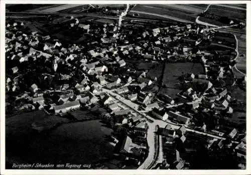 Ak Burgheim an der Donau, Luftaufnahme von  Schwaben, zahlreiche Häuser, Landschaft