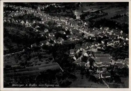 Ak Wössingen Walzbachtal in Baden, Fliegeraufnahme
