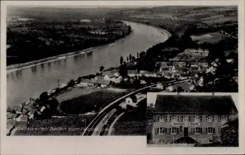 Ak Obertüllingen Lörrach in Baden Württemberg, Luftaufnahme von Rheinweiler, Gasthaus zur Sonne, 