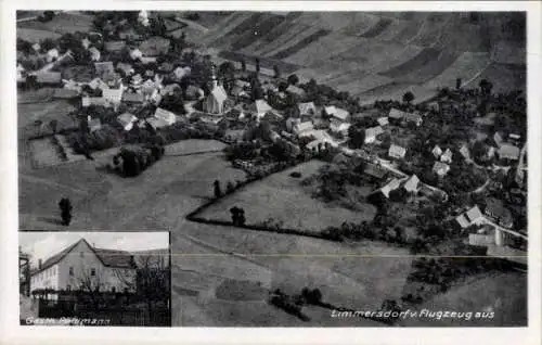 Ak Limmersdorf Thurnau in Oberfranken, Luftaufnahme von  kleine Häuser, grüne Felder, ein Gebäude