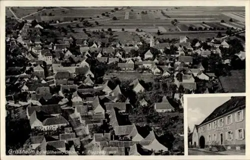Ak Grissheim Grißheim Neuenburg am Rhein Baden, Luftaufnahme von Grissheim, typische Dörfer, länd