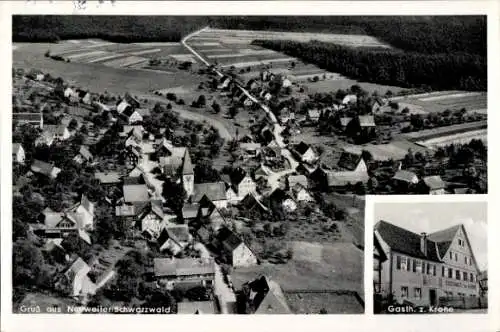 Ak Aischfeld Dornhan im Schwarzwald, Burg Brandeck, Luftaufnahme von Neuweiler, Häuser, Gasthaus 