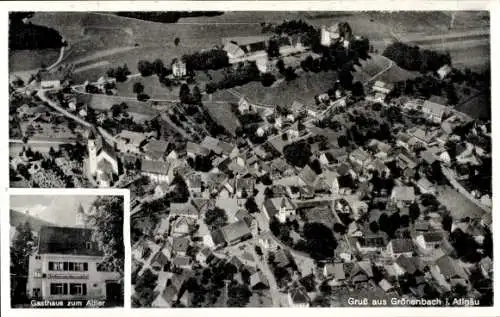 Ak Bad Grönenbach im Allgäu, Luftaufnahme von Grönenbach, Gasthaus zum Adler, schöne Landschaft