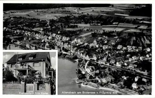 Ak Allensbach am Bodensee, Luftaufnahme von Allensbach, Fremdenheim Fritz Stader, Bodenseelandsch