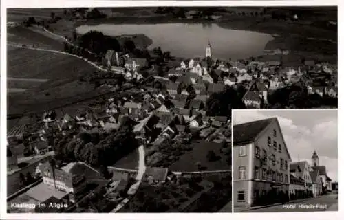 Ak Kißlegg im Allgäu, Fliegeraufnahme, Hotel Hirsch-Post