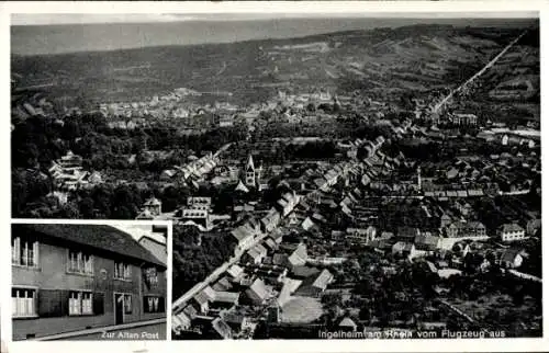 Ak Ingelheim am Rhein, Luftbild von Ingelheim, Gasthaus Zur Alten Post, Umgebung
