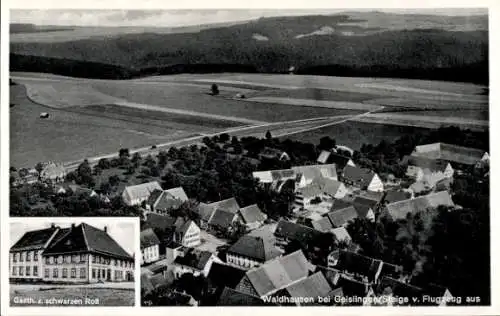 Ak Waldhausen Mönchengladbach am Niederrhein, Luftaufnahme von  Gasthaus zum schwarzen Ross, umli