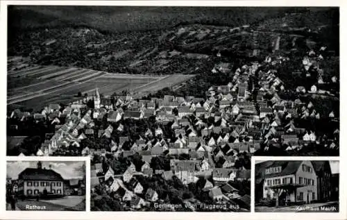 Ak Gerlingen in Württemberg, Luftaufnahme  Rathaus, Kaufhaus Mauth
