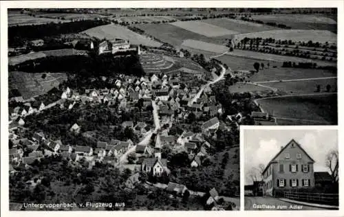 Ak Untergruppenbach in Württemberg, Luftaufnahme von Untergruppenbach, Gasthaus zum Adler