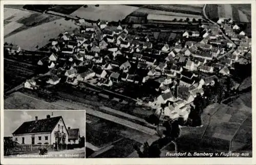 Ak Reundorf (bei Bamberg) Frensdorf in Oberfranken Bayern, Luftaufnahme von Reundorf, Häuser, Gem