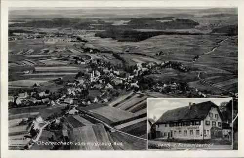 Ak Obereschach Villingen Schwenningen im Schwarzwald, Luftaufnahme von  Gasthaus zum Schweizerhof