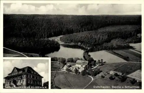 Ak Grafenhausen im Schwarzwald, Luftaufnahme, Schluchtsee, Gasthaus zur Krone, Schwarzwald