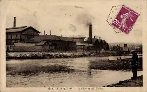 CPA Montluçon Allier, Le Cher et les Usines