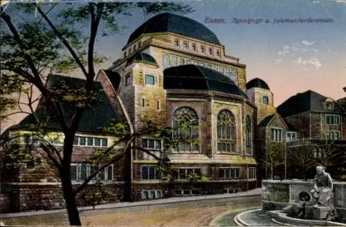 Judaika Ak Essen im Ruhrgebiet, Synagoge, Jahrhundertbrunnen