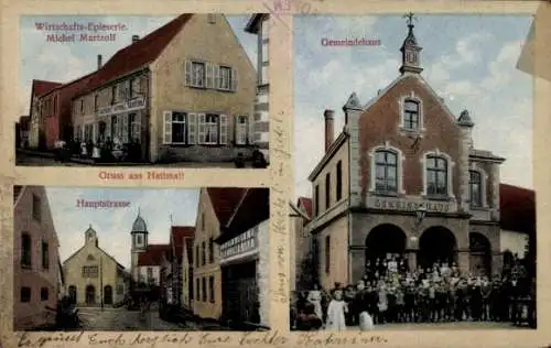 Ak Hattmatt Elsass Bas Rhin, Wirtschafts-Epieserie, Gemeindehaus, Hauptstraße