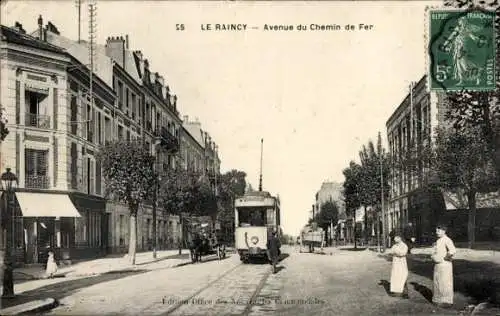 CPA Le Raincy Seine Saint Denis, Avenue du Chemin de Fer, tramway