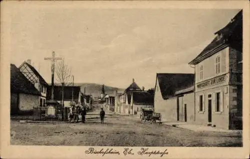 Ak Bischoffsheim Bischofsheim Elsass Bas Rhin, Hauptstraße, Wirtschaft zur Linde