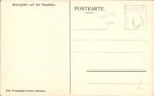 Ak Schweiz, Brünigbahn auf der Passhöhe